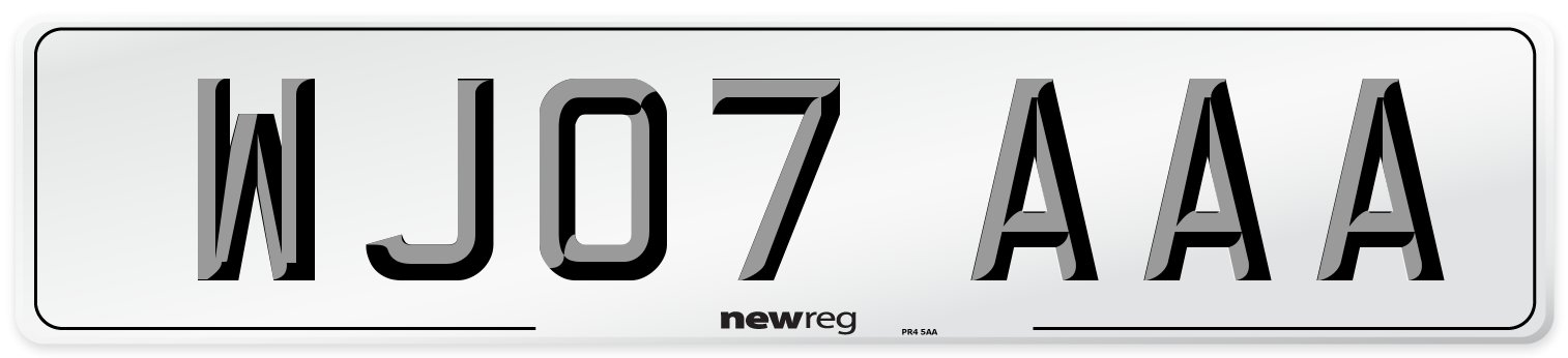 WJ07 AAA Number Plate from New Reg